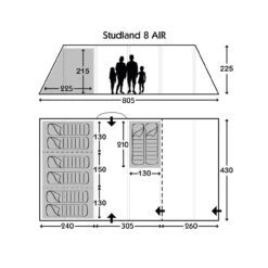 Kampa Studland 8 Air Tent 2022 -Camping Sale Shop 2018 Black and White Floor Plan Studland 8 AIR 32275.1637327578