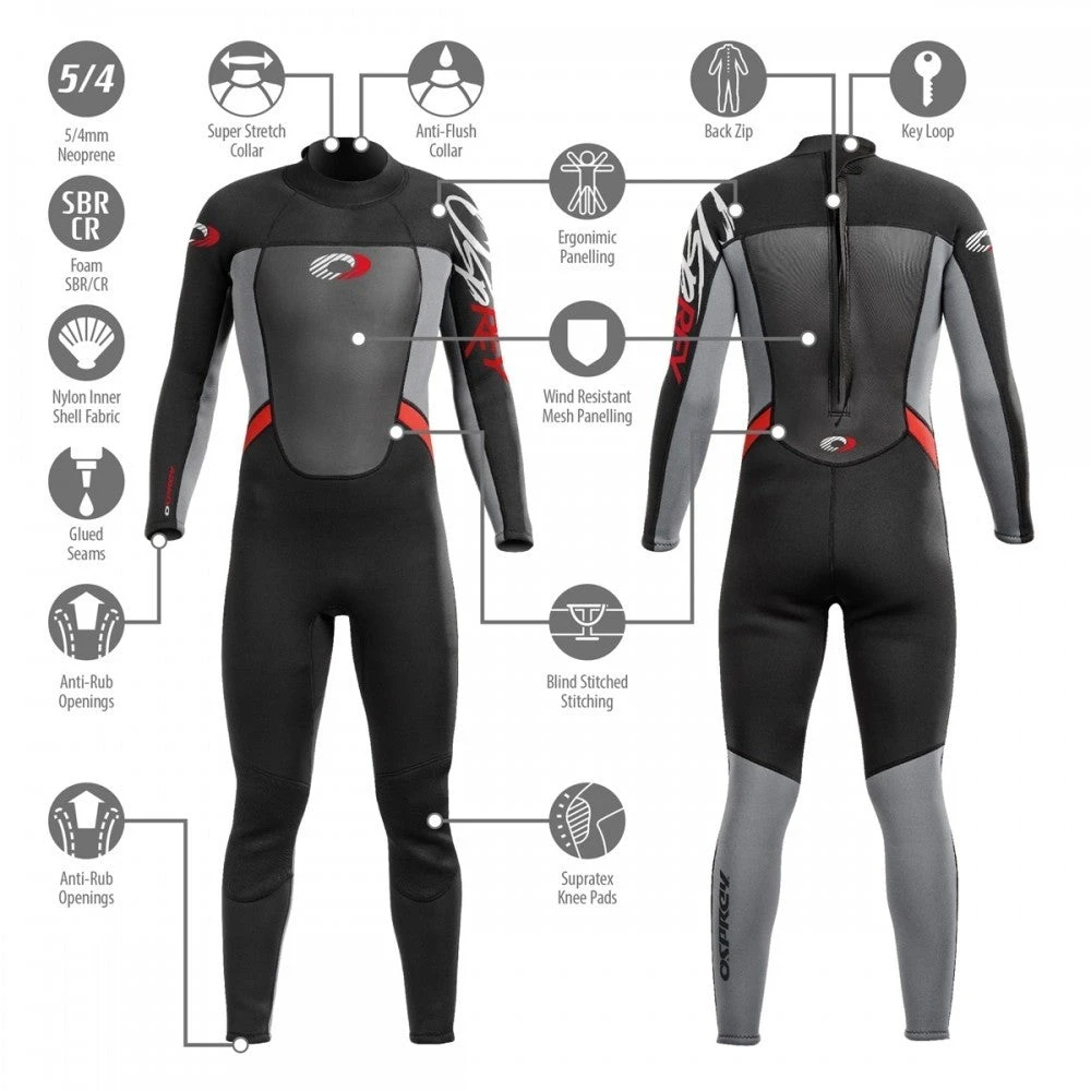 Osprey Origin Mens Full Length Wetsuit 5mm - Red 5 Osprey Origin Mens Full Length Wetsuit 5mm - Red - Image 3
