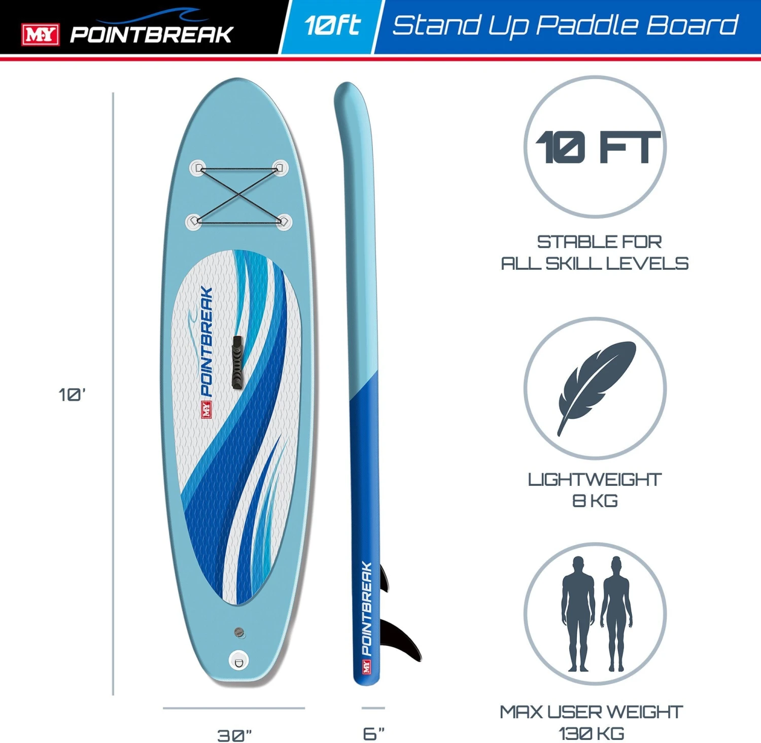 M.Y 10ft Blue Inflatable Paddle Board Package -Blue 5 M.Y 10ft Blue Inflatable Paddle Board Package -Blue - Image 3
