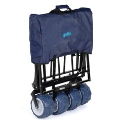 Yello Folding Beach Trolley 10 Yello Folding Beach Trolley -Camping Sale Shop BGG1675 yello foldable trolley blue folded 3quarter copy