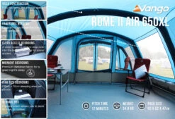 Vango Rome II 650XL Airbeam Tent - With Free Footprint -Camping Sale Shop RomeIIAir650XLlowres small