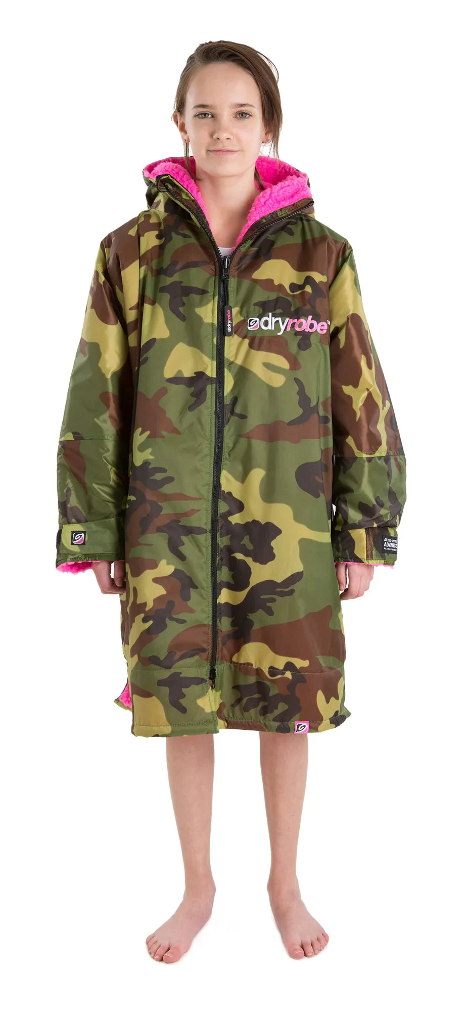 Dryrobe Advance Kids Long Sleeve Camouflage Pink - RECYCLED 5 Dryrobe Advance Kids Long Sleeve Camouflage Pink - RECYCLED - Image 3