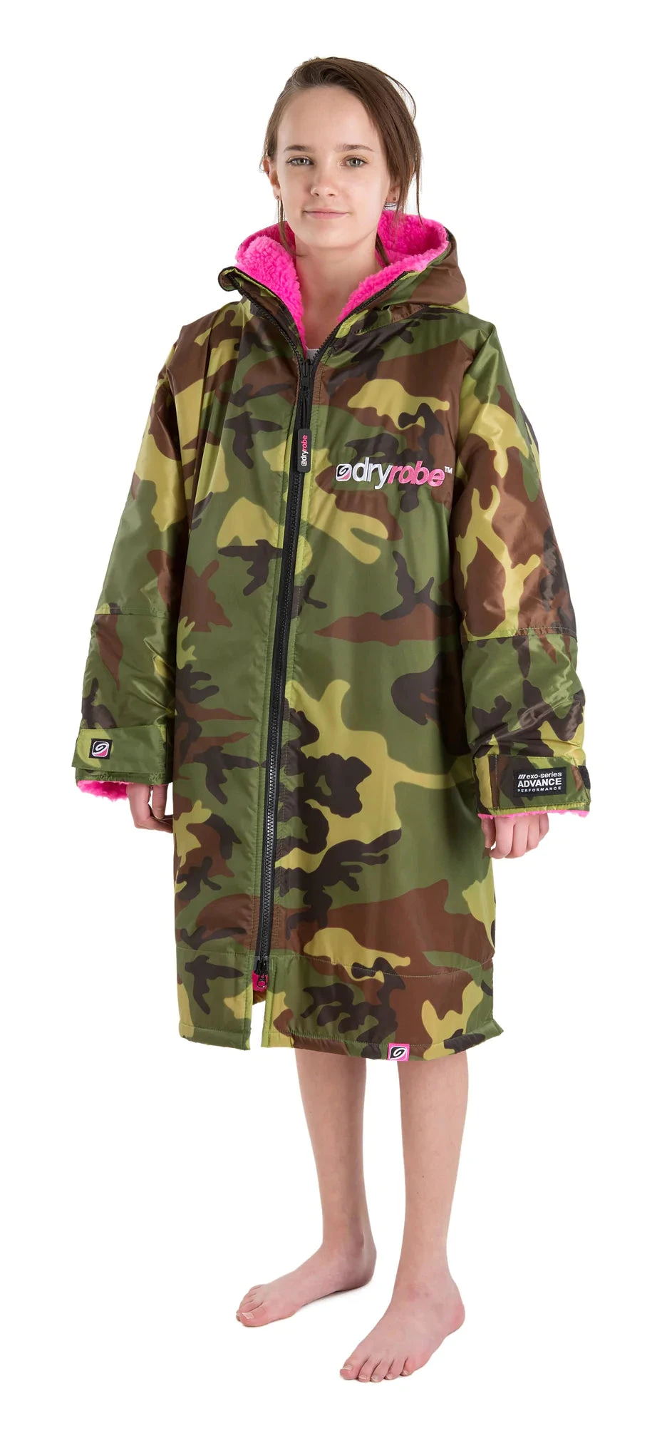 Dryrobe Advance Kids Long Sleeve Camouflage Pink - RECYCLED 3 Dryrobe Advance Kids Long Sleeve Camouflage Pink - RECYCLED