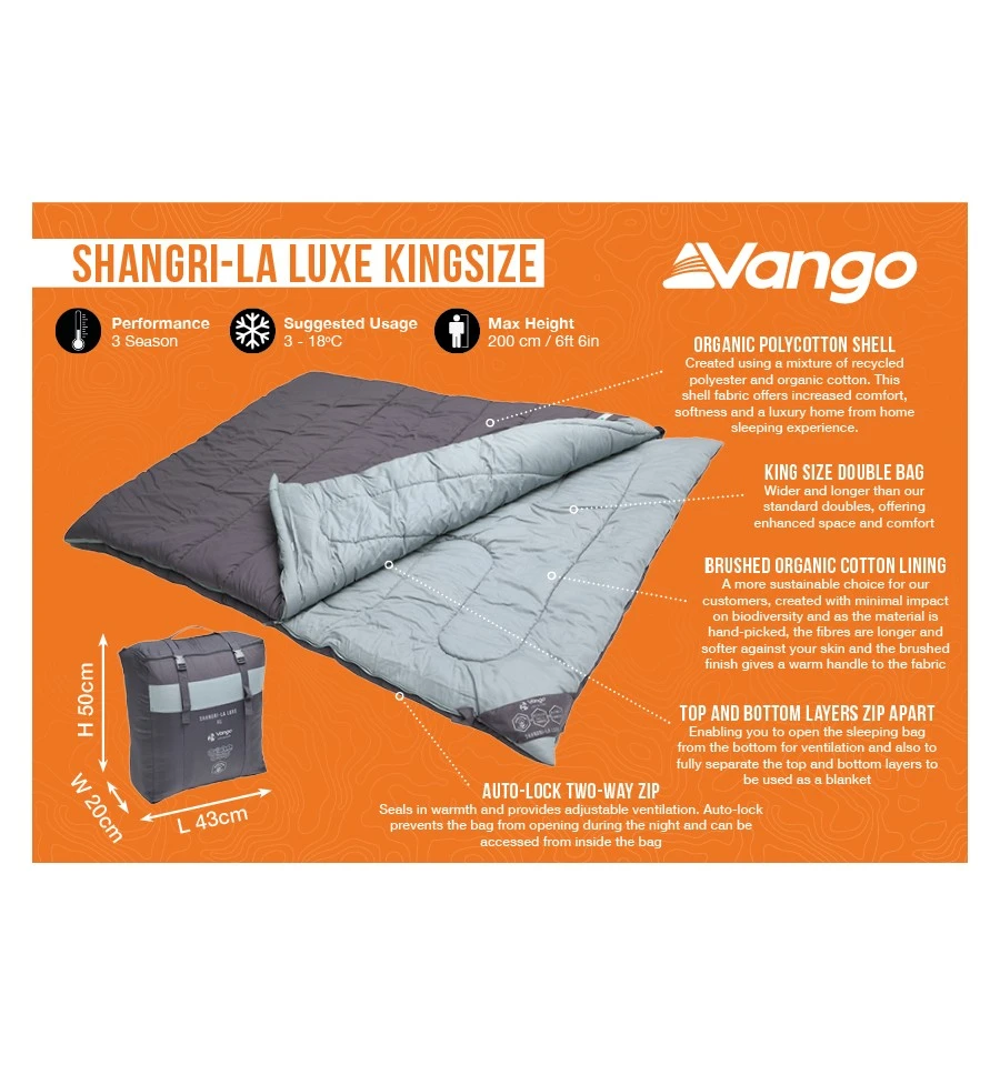 Vango Shangri-La Luxe Kingsize Double Sleeping Bag 3 Vango Shangri-La Luxe Kingsize Double Sleeping Bag - Image 2