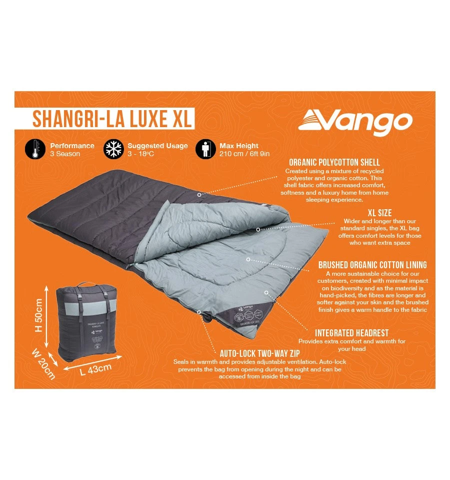 Vango Shangri-La Luxe XL Single Sleeping Bag 5 Vango Shangri-La Luxe XL Single Sleeping Bag - Image 3