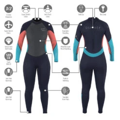 Osprey Zero 3mm Womens Full Length Wetsuit - Coral -Camping Sale Shop ws1083 1090